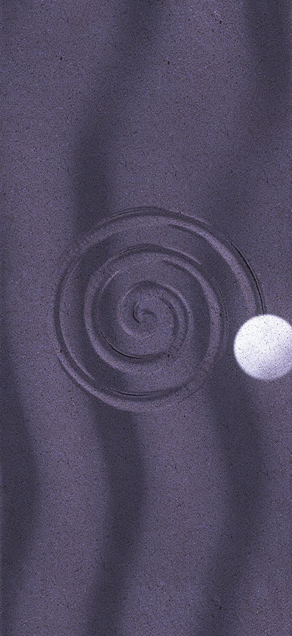 zen rake lines under moonlight